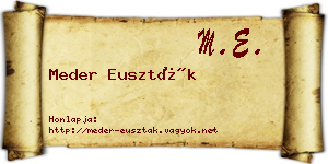 Meder Euszták névjegykártya